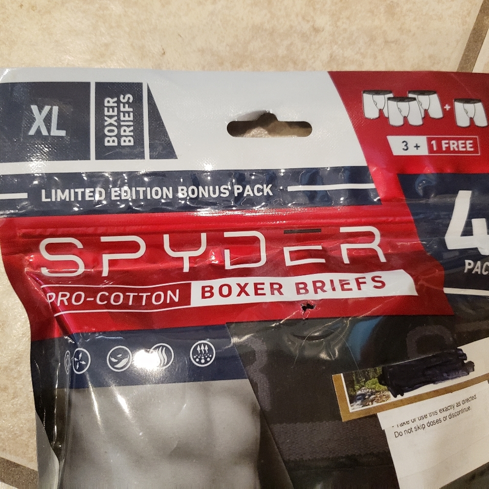 SPYDER pro cotton 4pack Multi Color Boxer Briefs XL